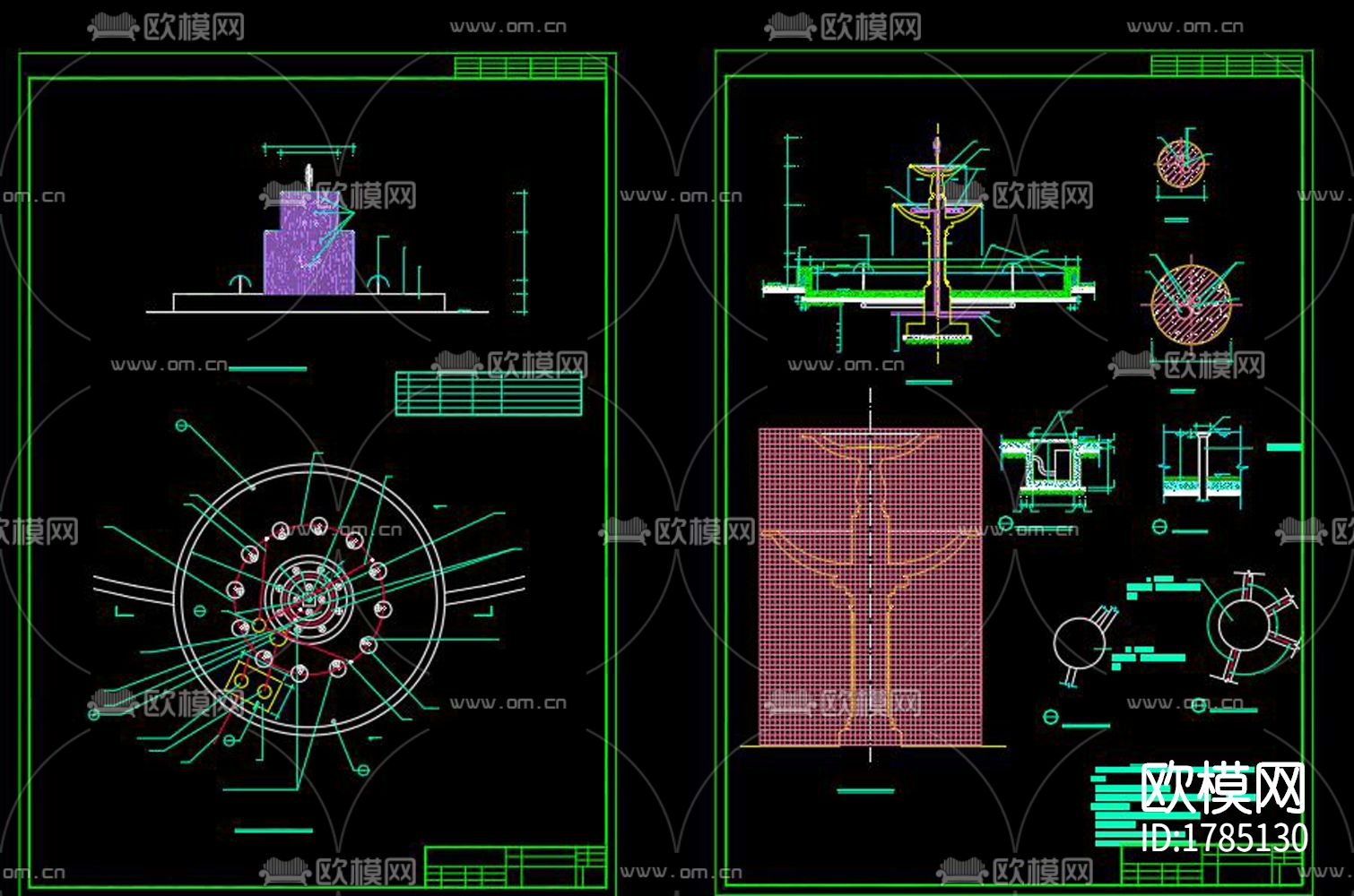 喷泉跌水cad节点大样图下载（渲染图2）