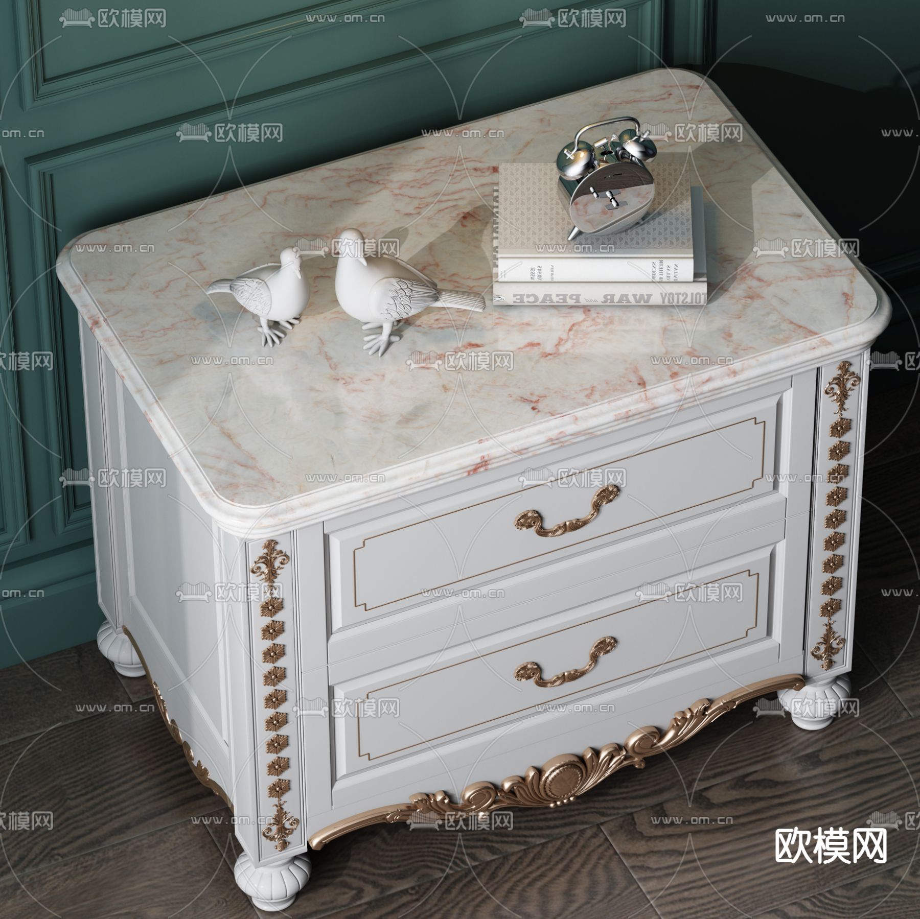 欧式轻奢床头柜3d模型