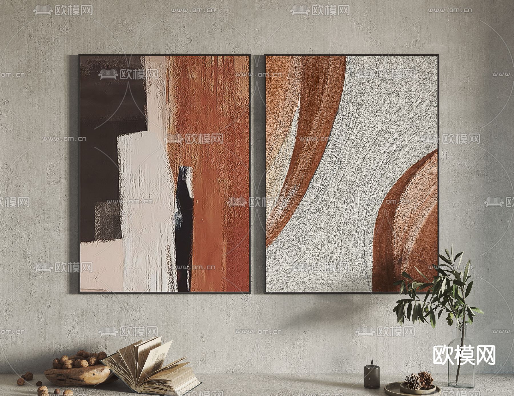 现代抽象装饰画3d模型