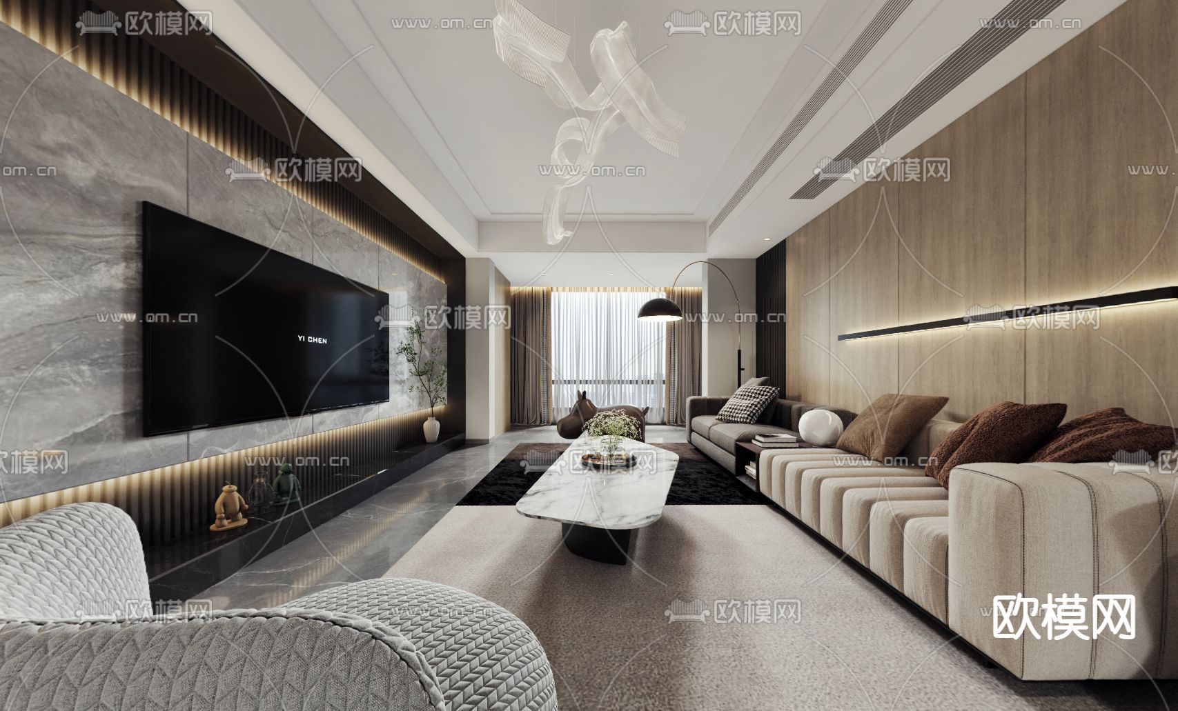 现代客餐厅vr全景3d模型