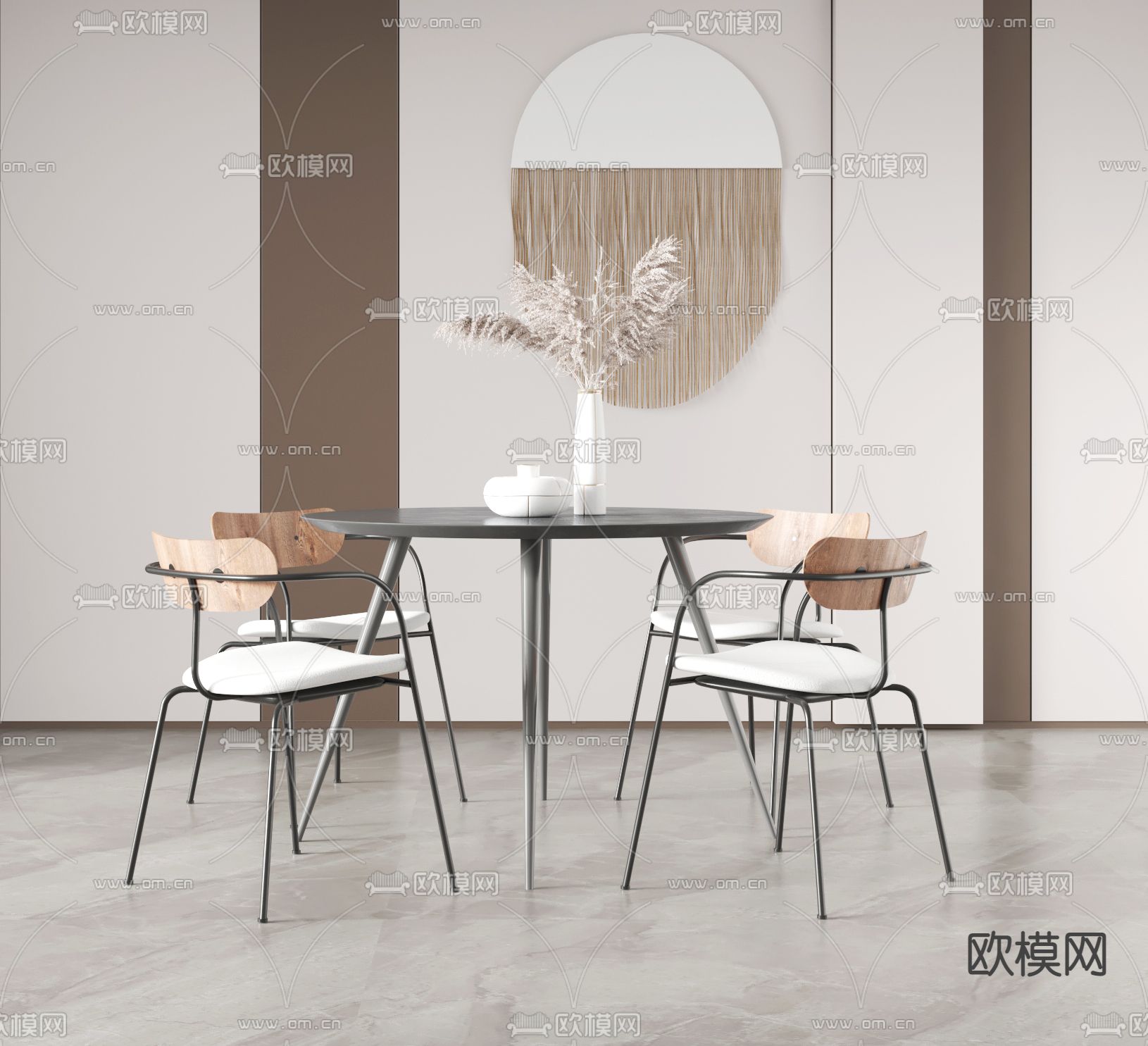 现代铁艺休闲桌椅3d模型下载