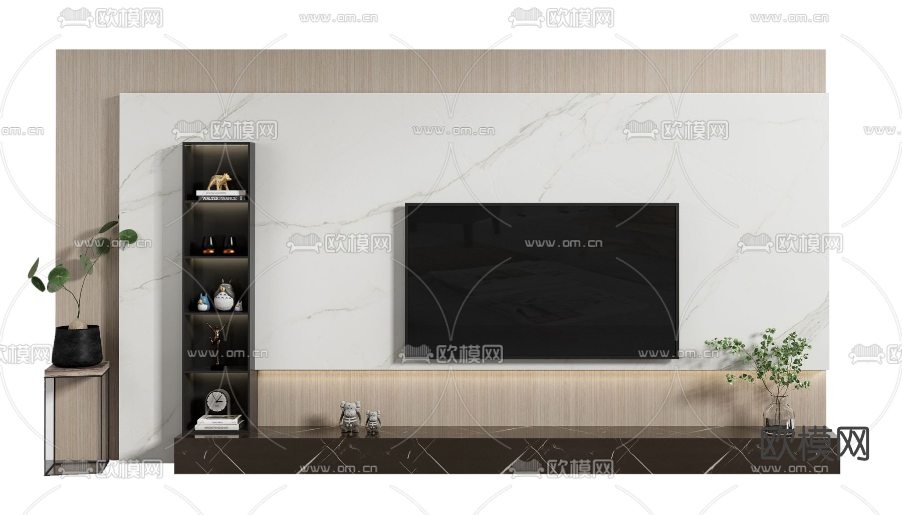 现代电视背景墙3d模型