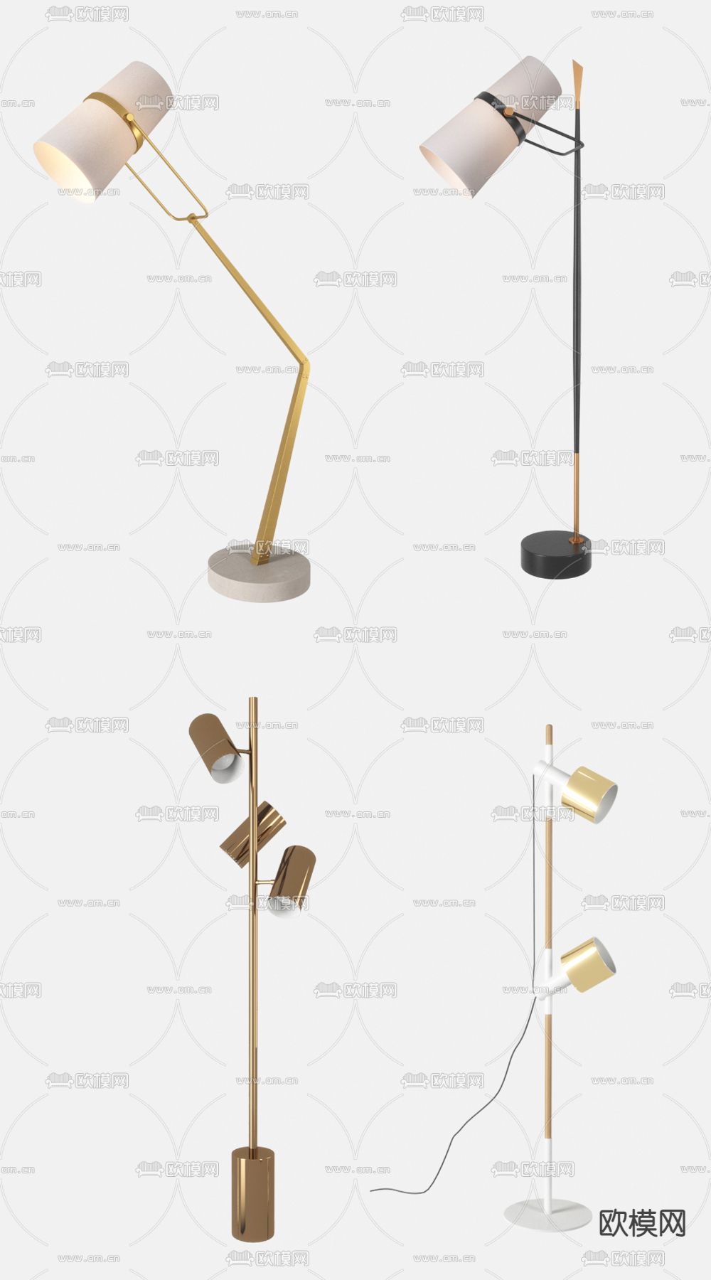 现代落地灯su模型下载（渲染图1）