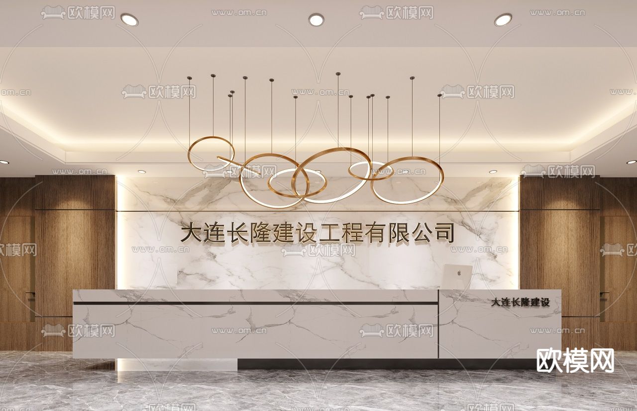 现代办公前台免费3d模型下载