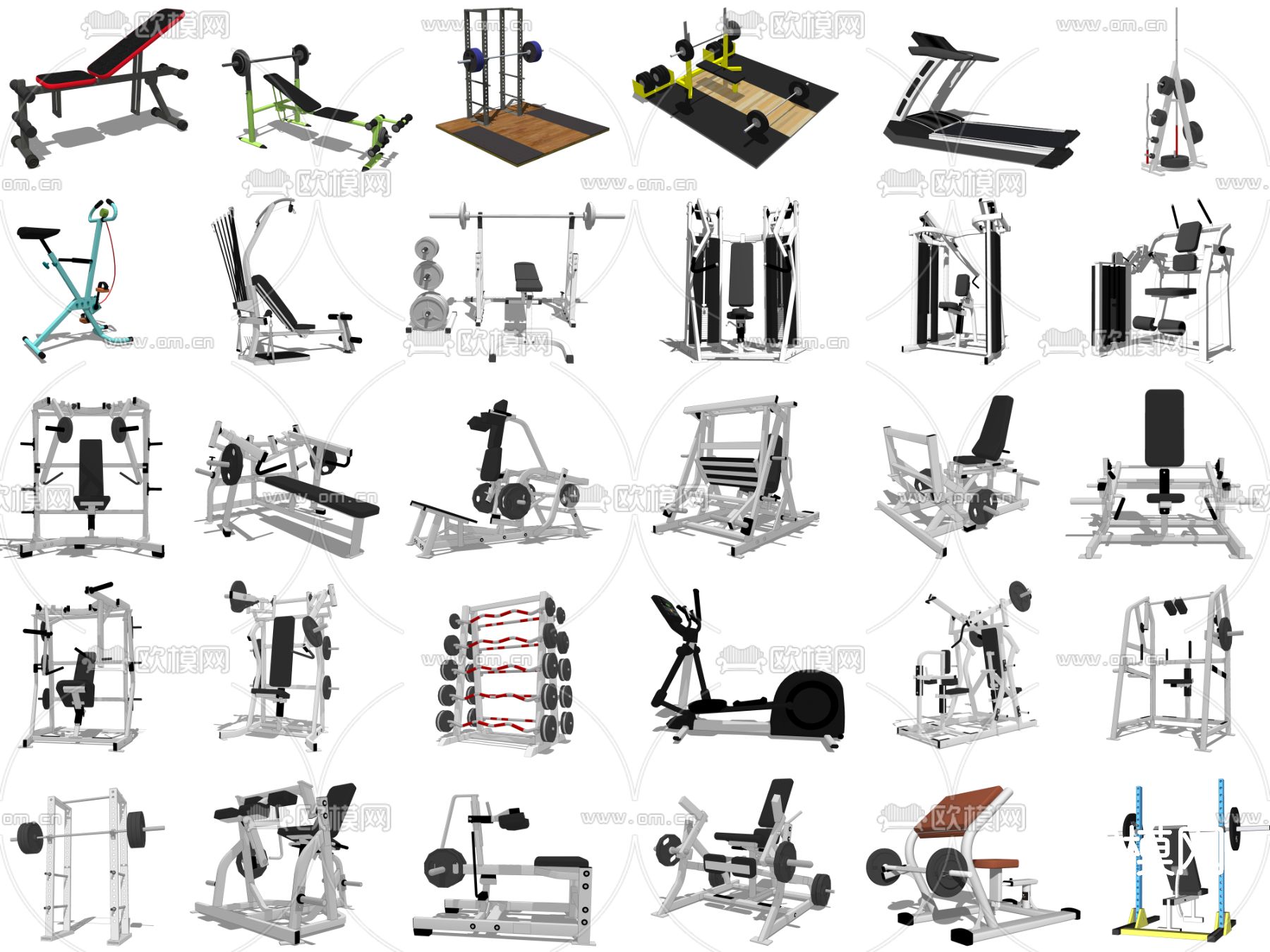 现代健身器材su模型下载（渲染图2）