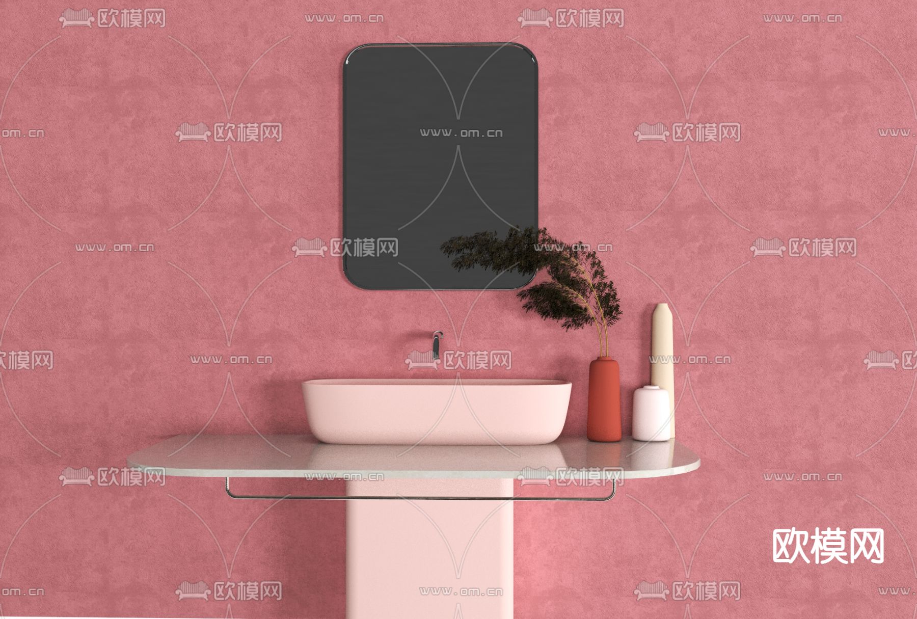 现代洗手台盆免费3d模型下载