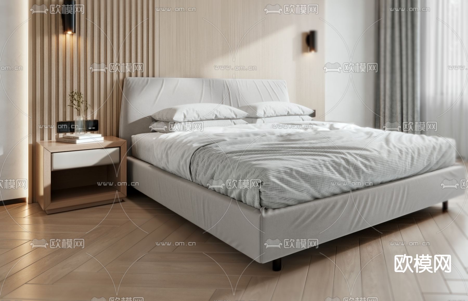 现代酒店客房3d模型下载（渲染图3）