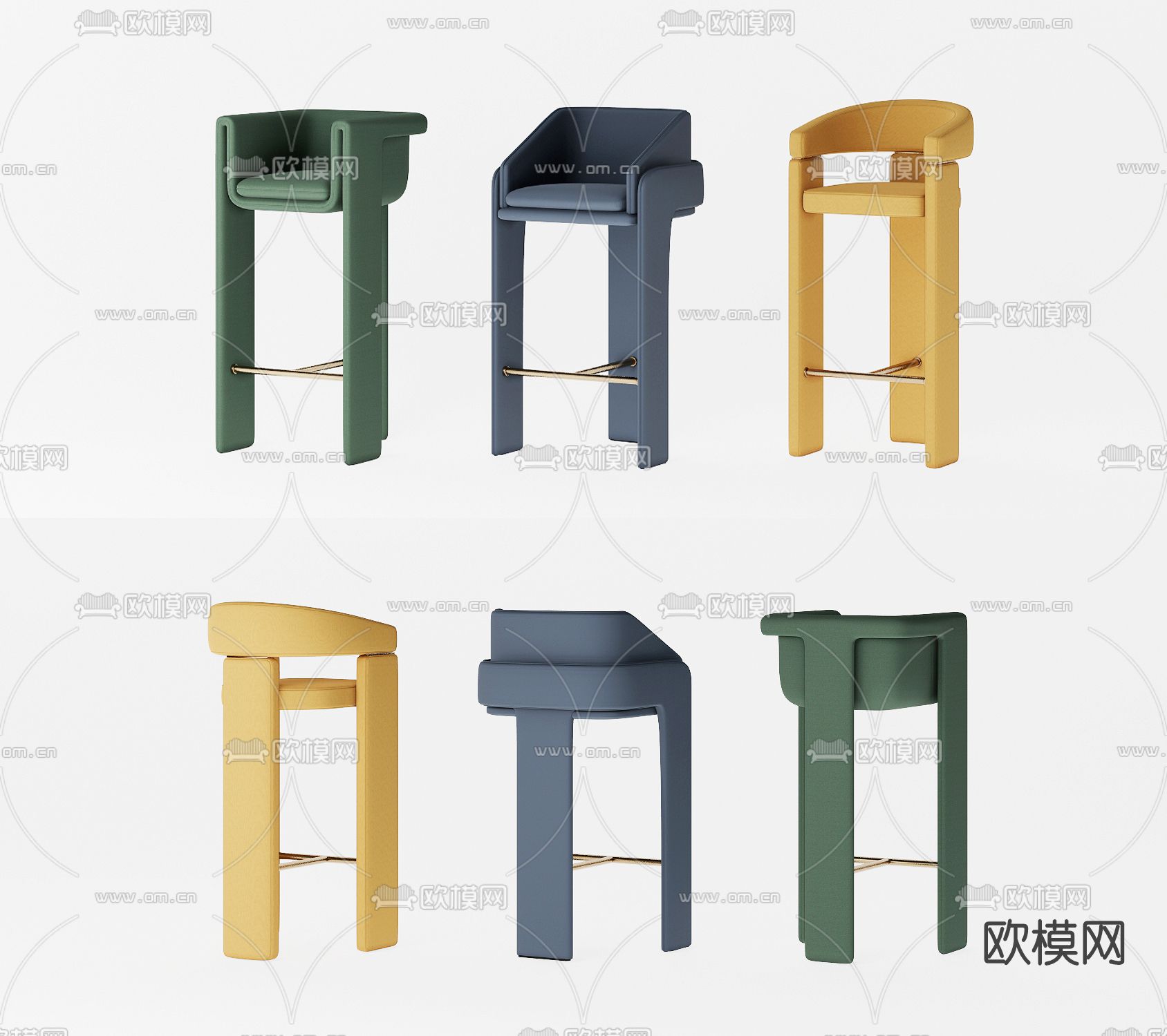 现代吧台椅su模型