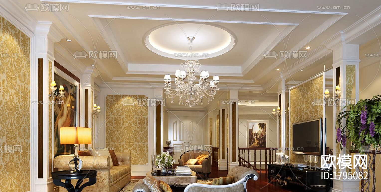 欧式家装cad施工图下载（渲染图6）