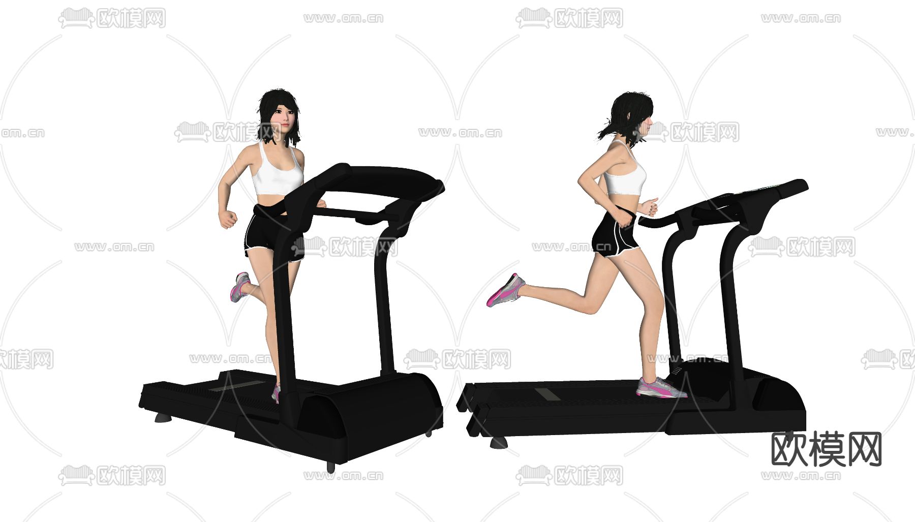 现代跑步美女人物su模型下载（渲染图2）