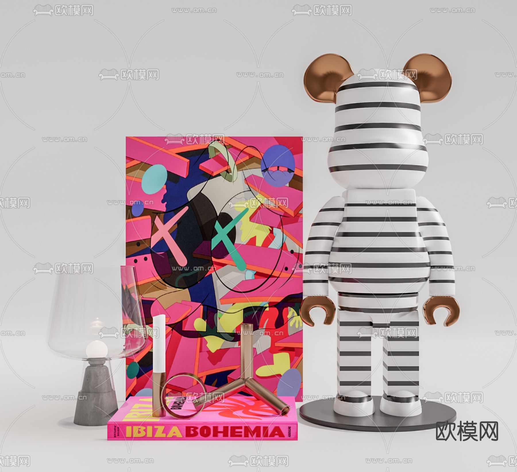 现代暴力熊饰品摆件su模型