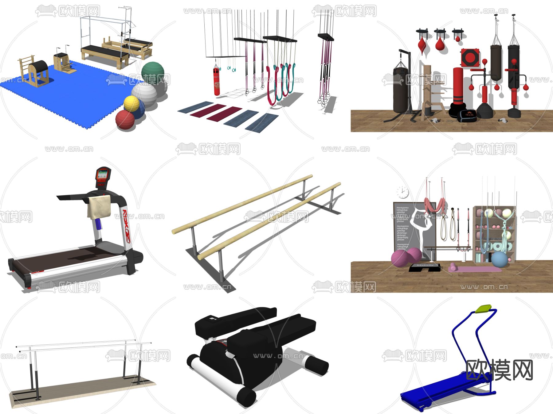 现代健身器材su模型下载（渲染图4）