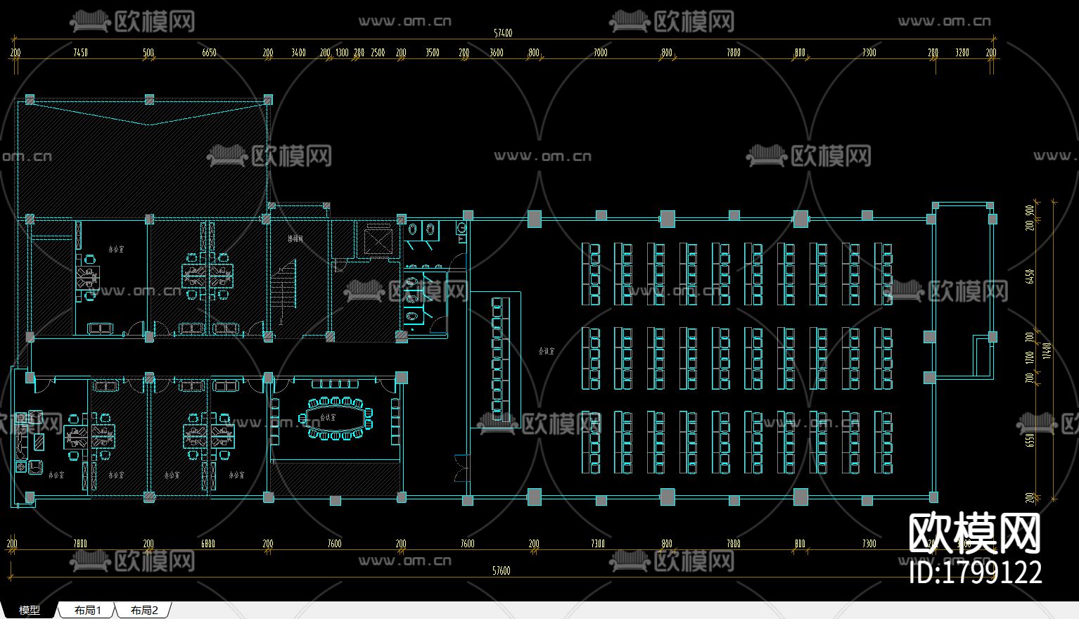 毛集经济开发区办公室cad施工图下载（渲染图4）