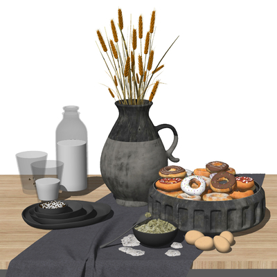  现代餐具鸡蛋su模型 