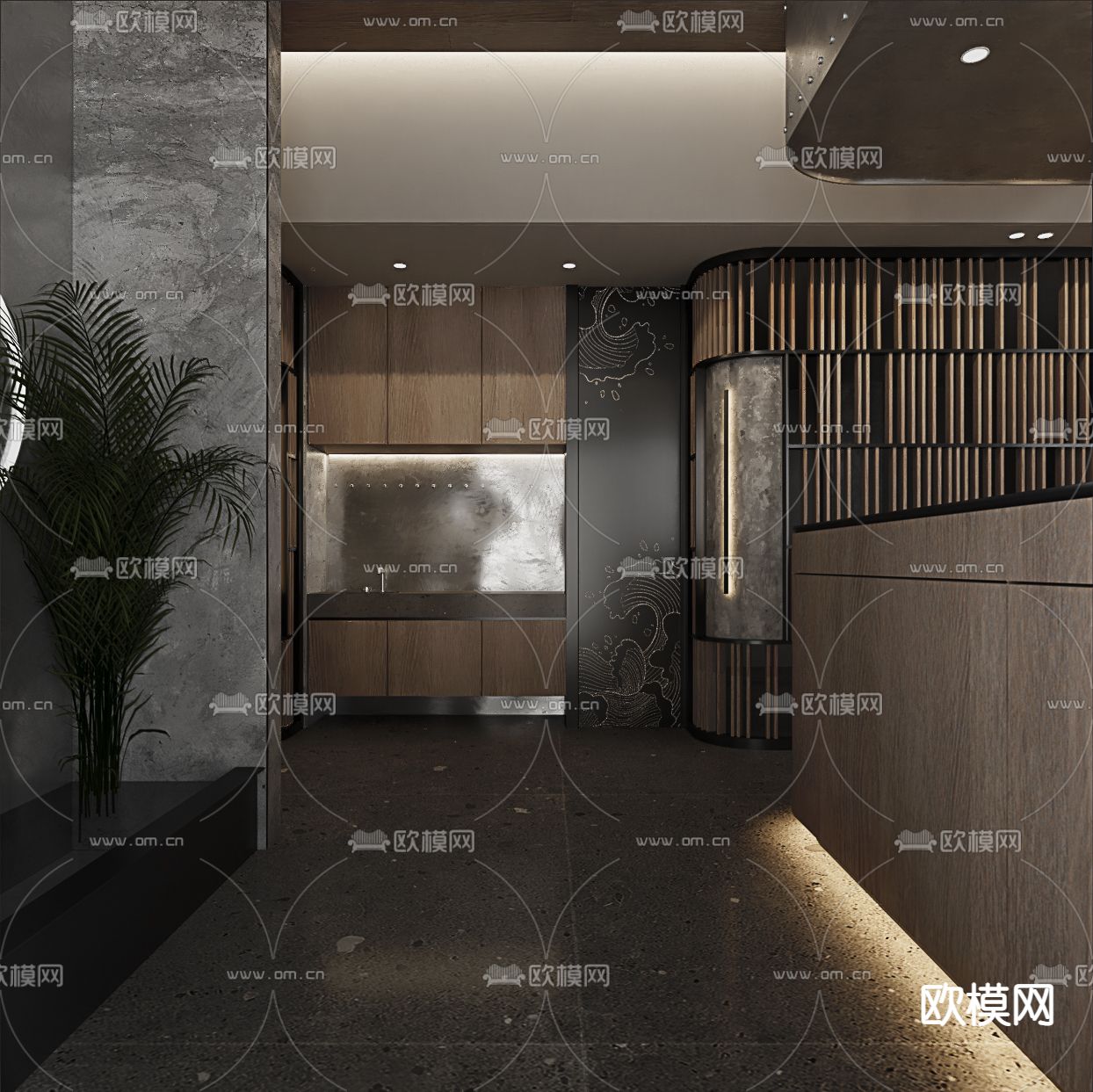 工业风海鲜西餐厅3d模型