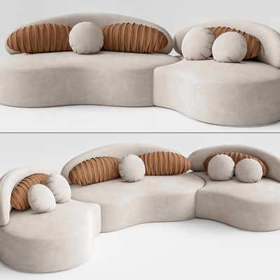 现代布艺弧形沙发su模型