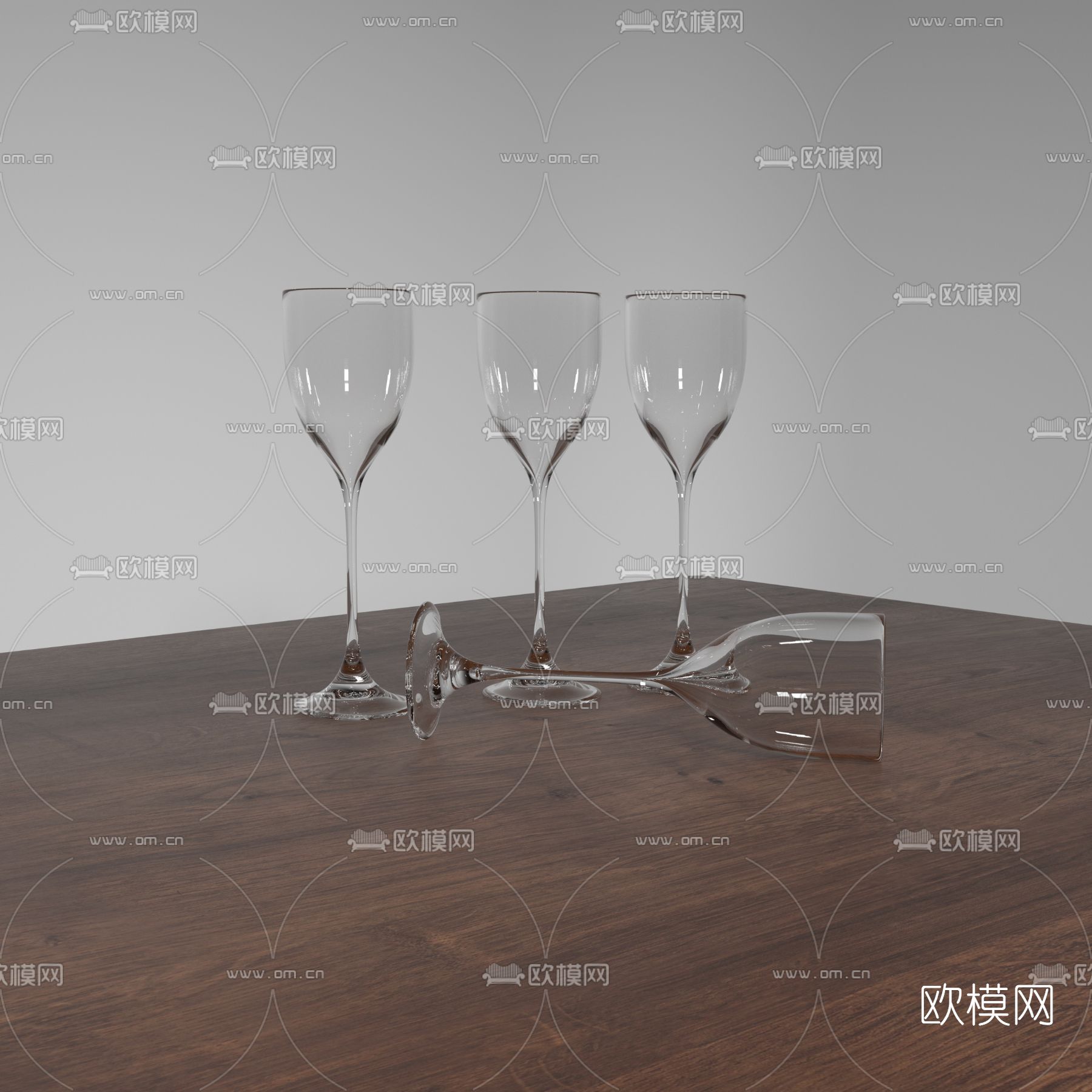 现代玻璃酒杯免费3d模型下载