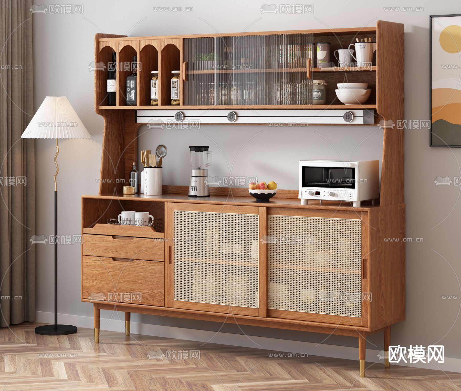 北欧原木餐边柜3d模型