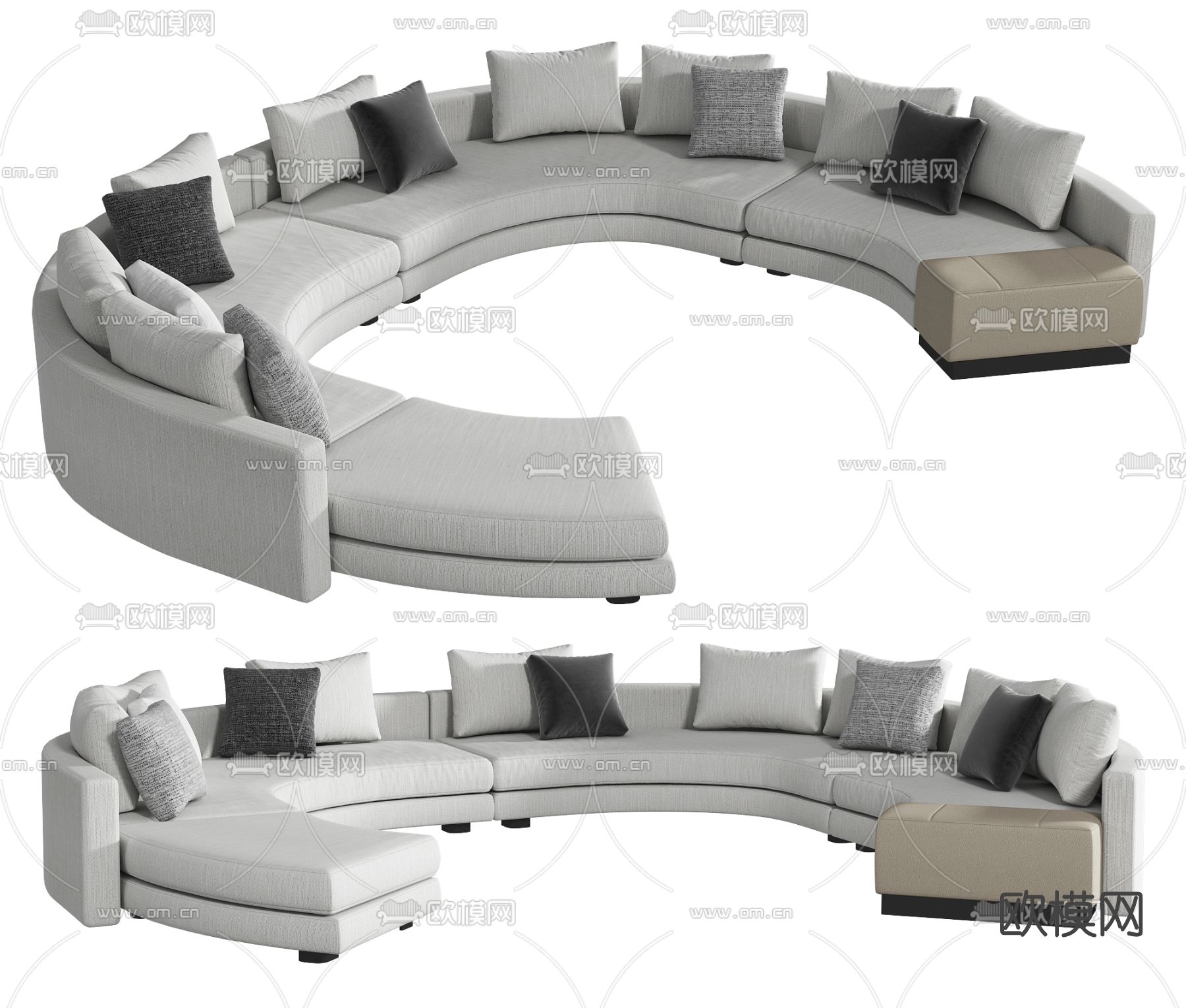 现代布艺弧形沙发3d模型下载_ID11648192_3dmax免费模型-欧模网
