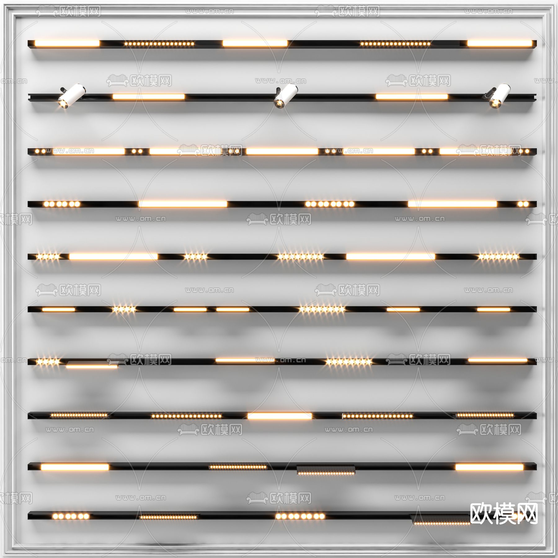 现代磁吸灯轨道灯射灯3d模型下载