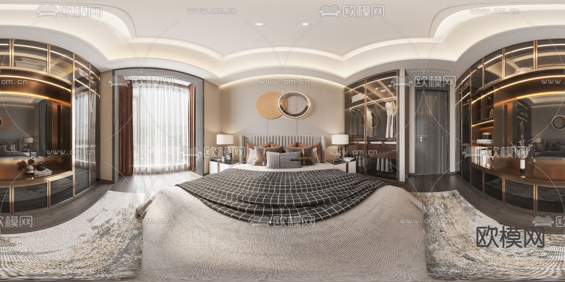 现代轻奢卧室cr全景3d模型
