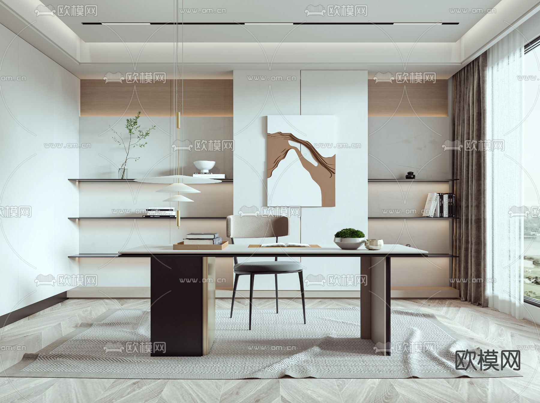 现代书房3d模型
