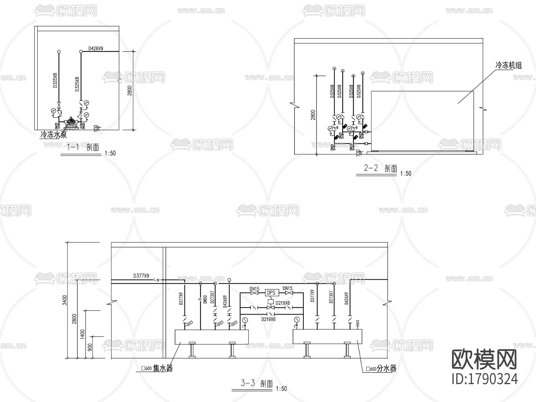 水电暖通cad施工图下载（渲染图2）