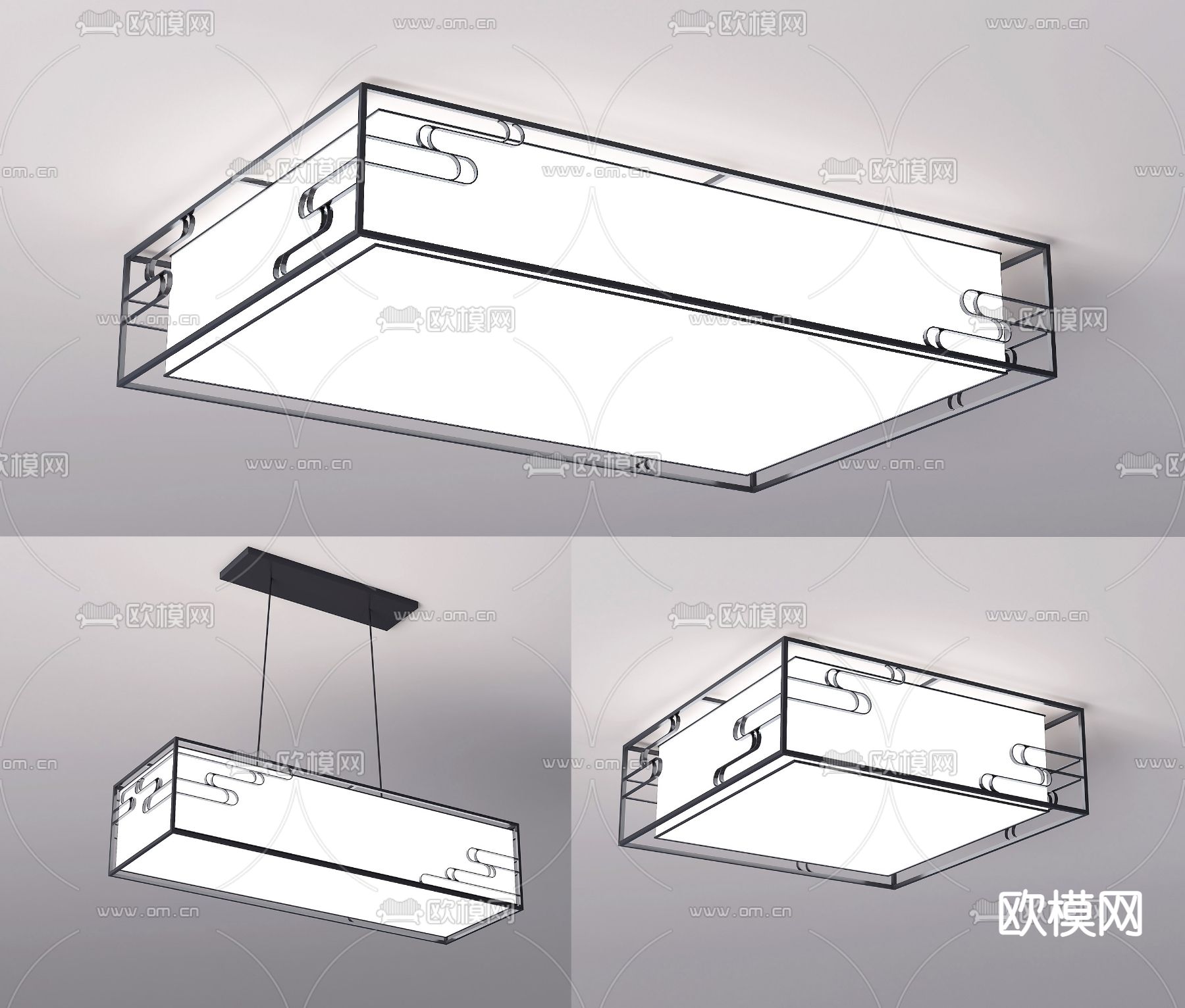 新中式吊灯吸顶灯3d模型