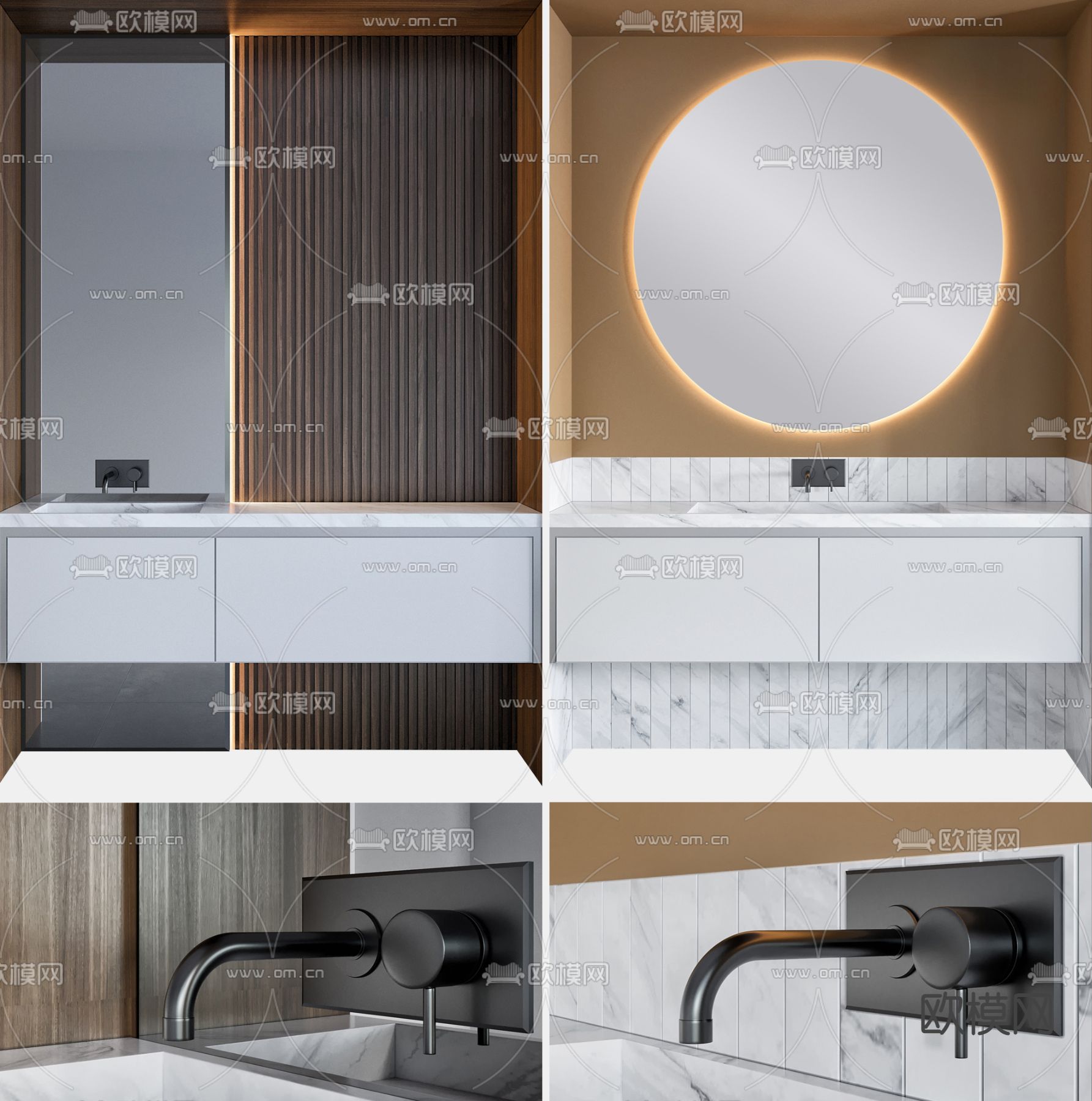 现代台盆洗手台3d模型下载（渲染图1）