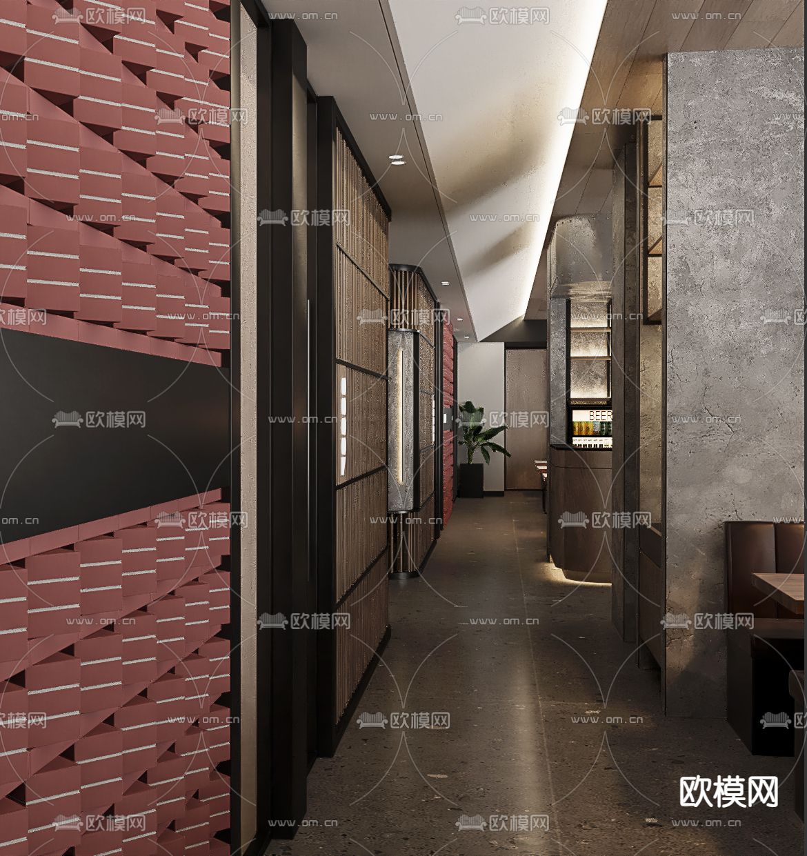 工业风海鲜西餐厅3d模型