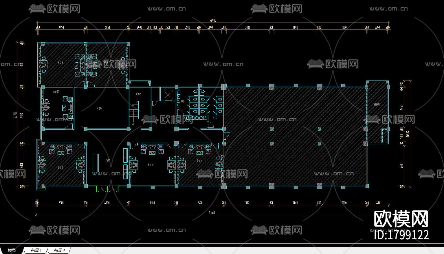 毛集经济开发区办公室cad施工图下载（渲染图2）