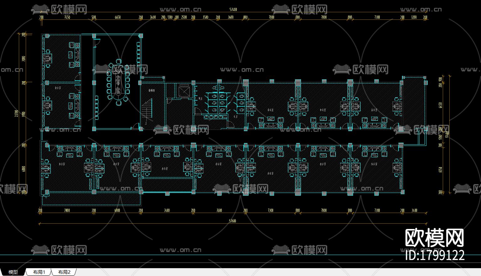 毛集经济开发区办公室cad施工图下载（渲染图1）