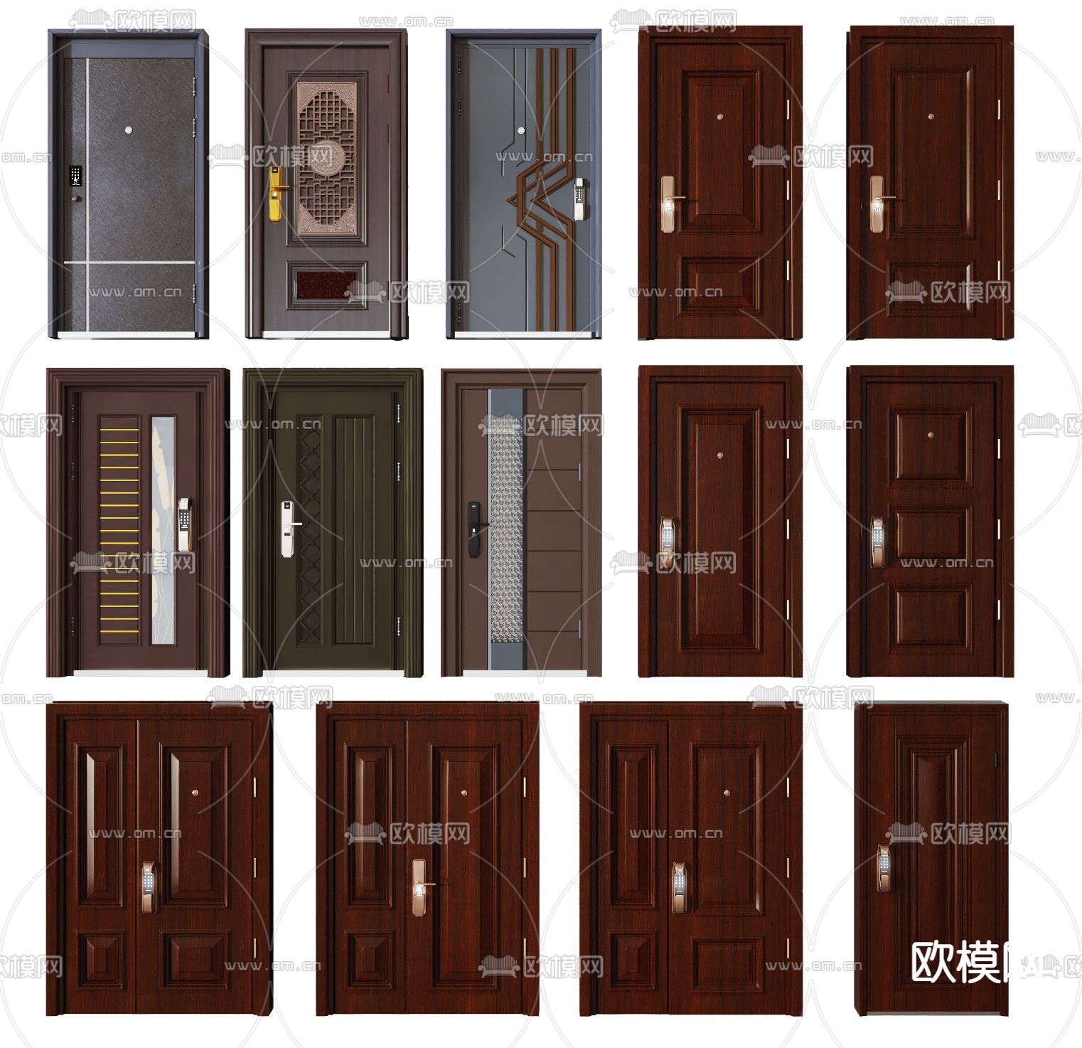 现代防盗门su模型下载