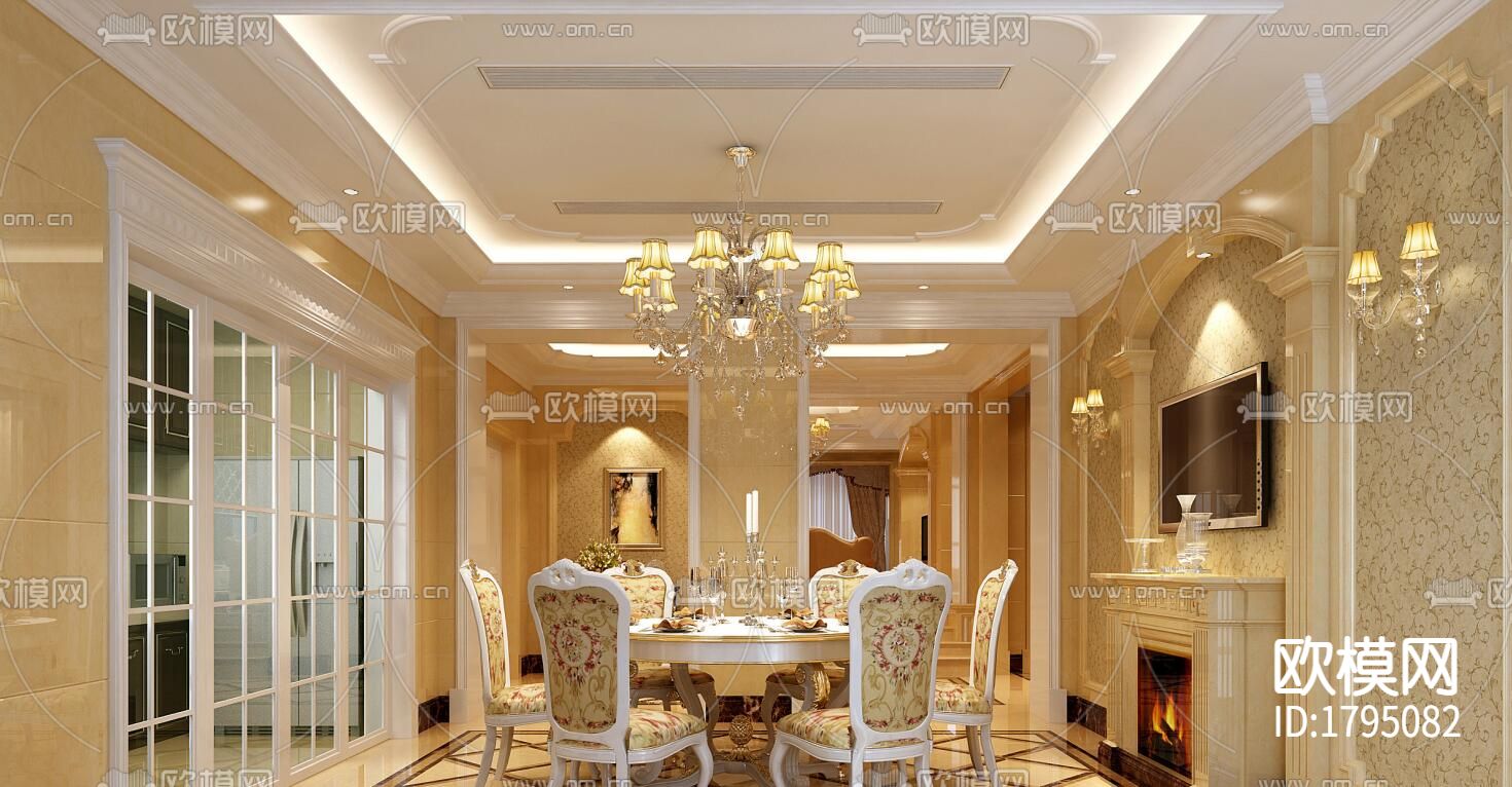 欧式家装cad施工图下载（渲染图8）