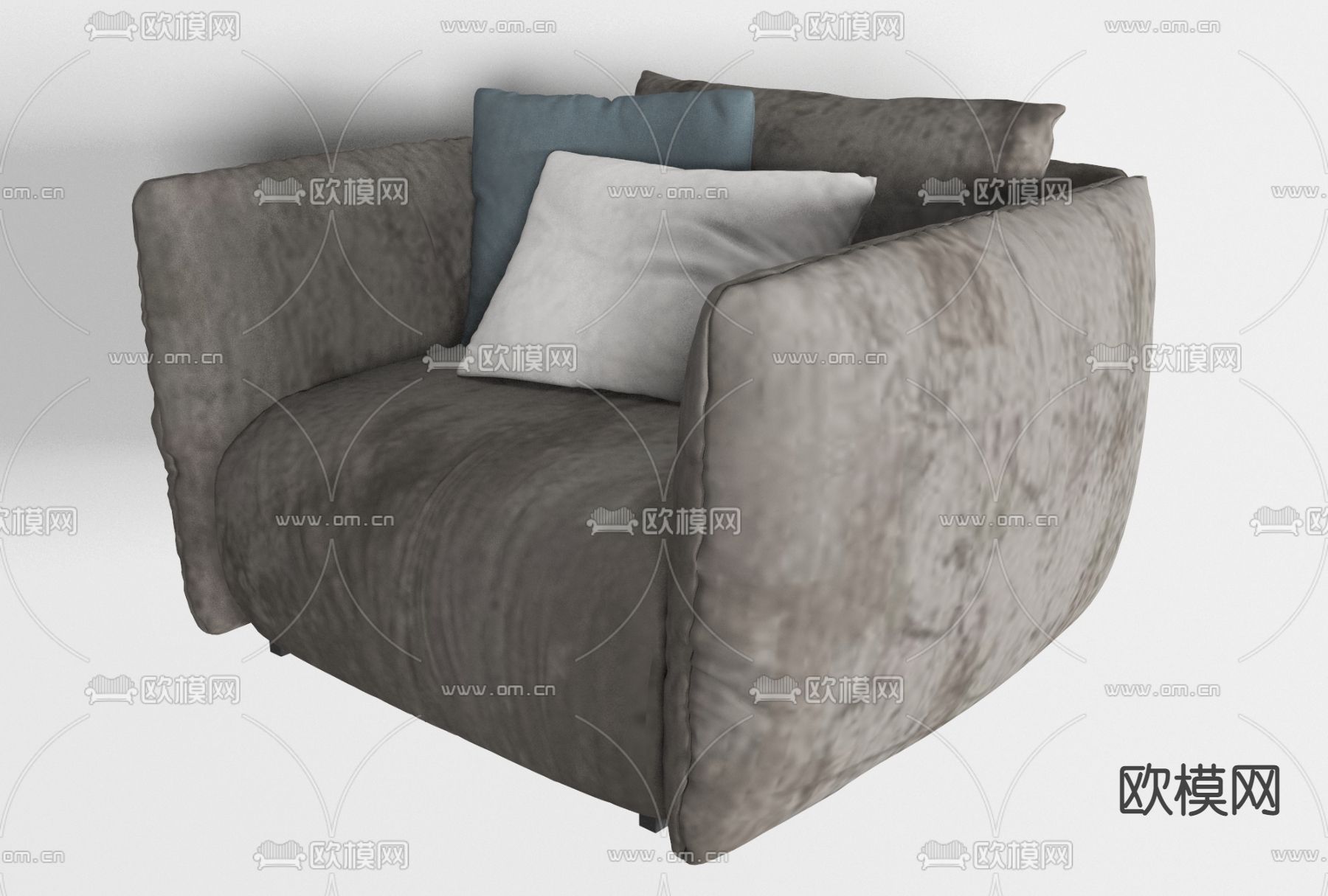 现代布艺休闲沙发免费3d模型下载