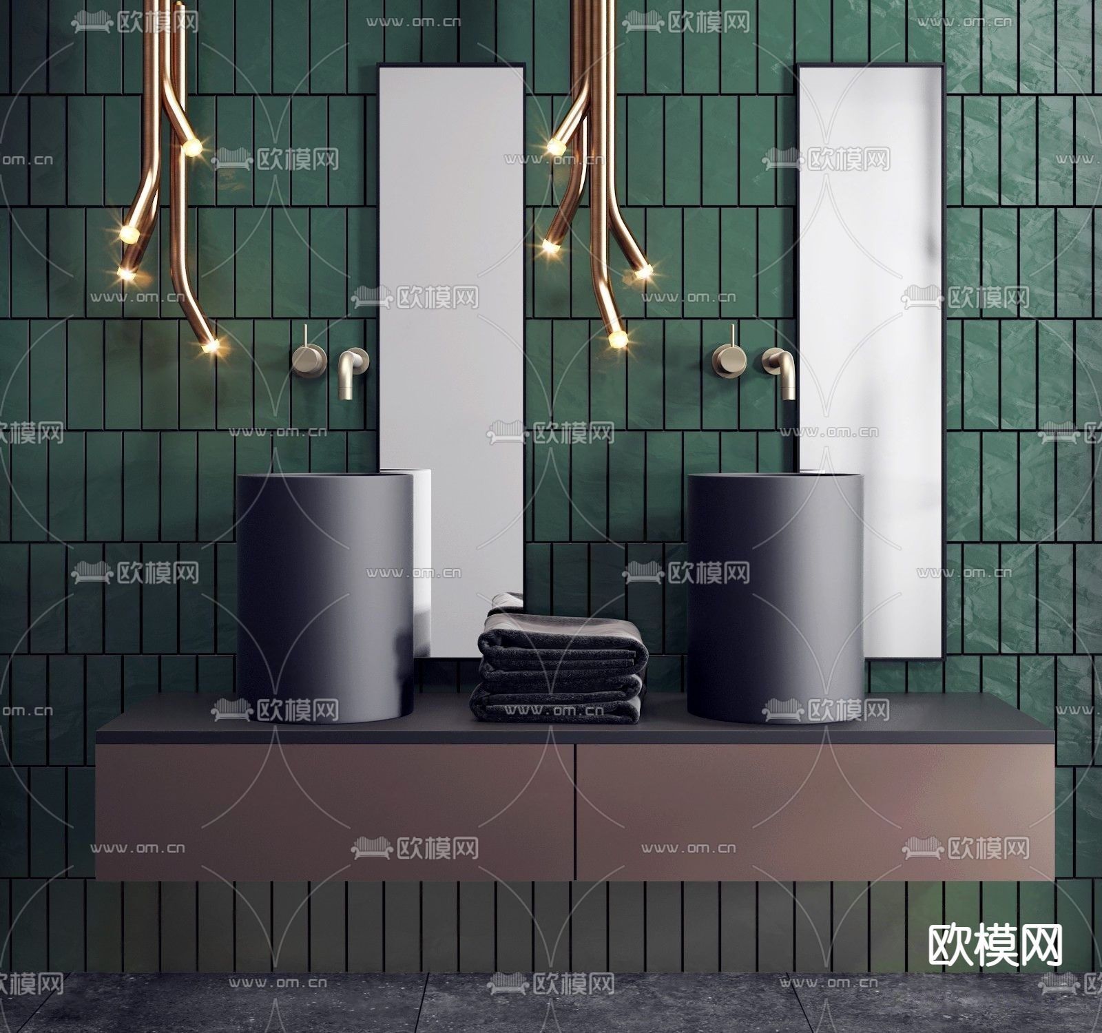 现代轻奢洗手台3d模型