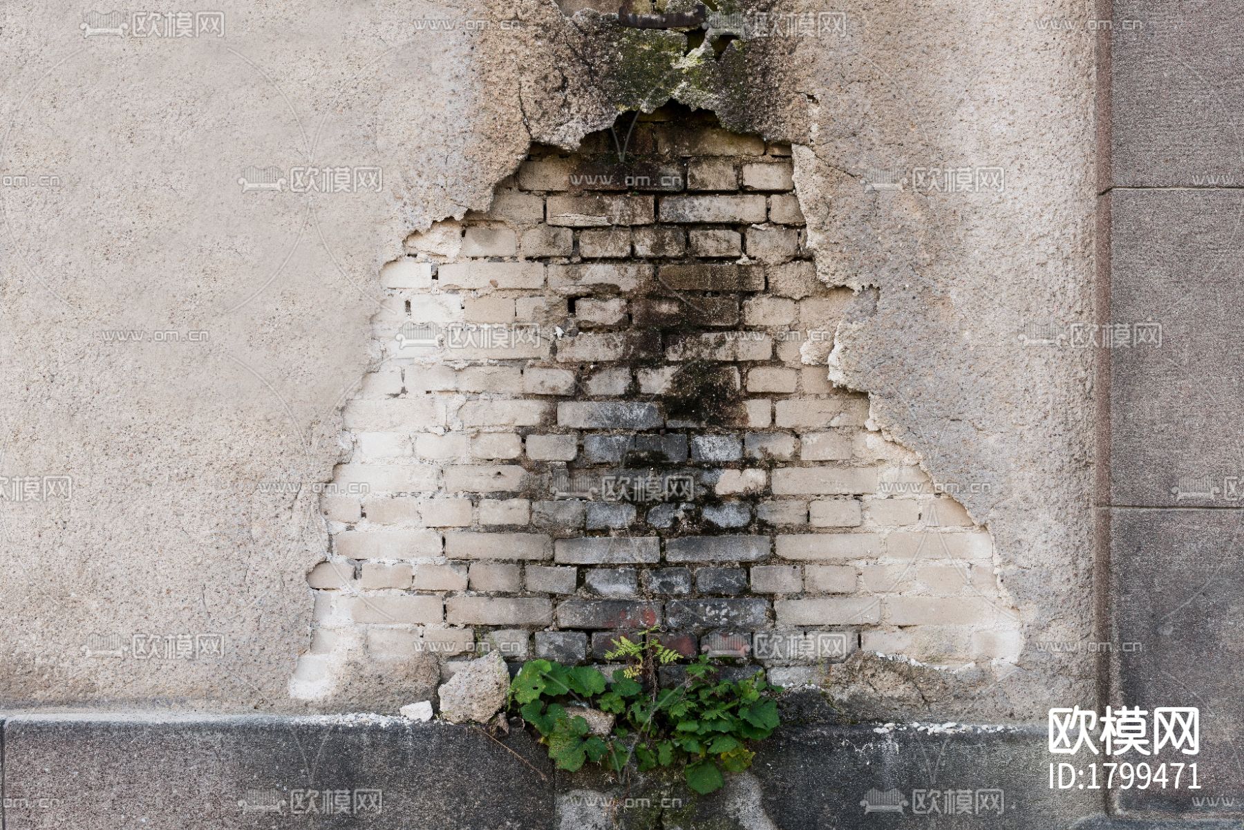 水泥脱落砖墙下载