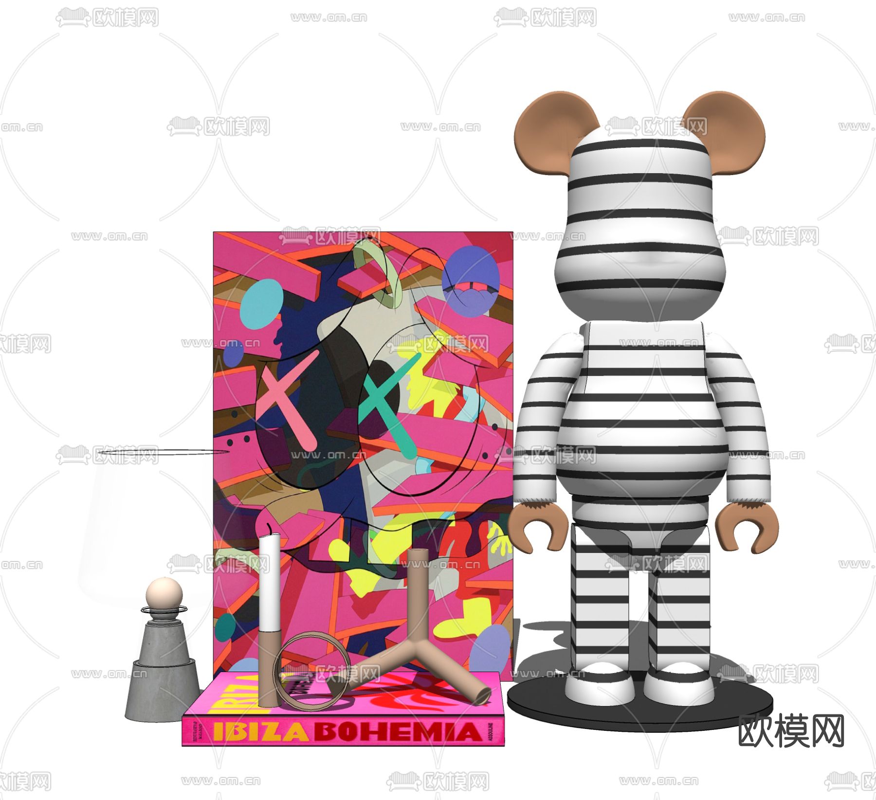 现代暴力熊饰品摆件su模型