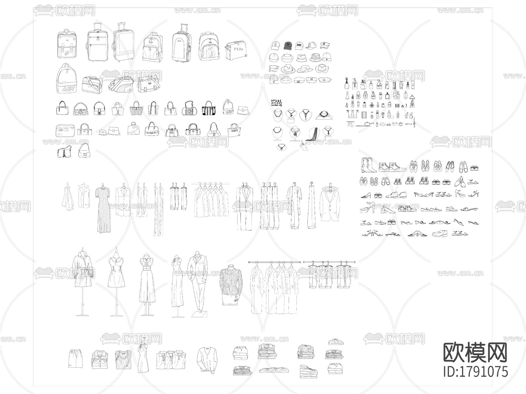 工装服装cad图库下载（渲染图1）