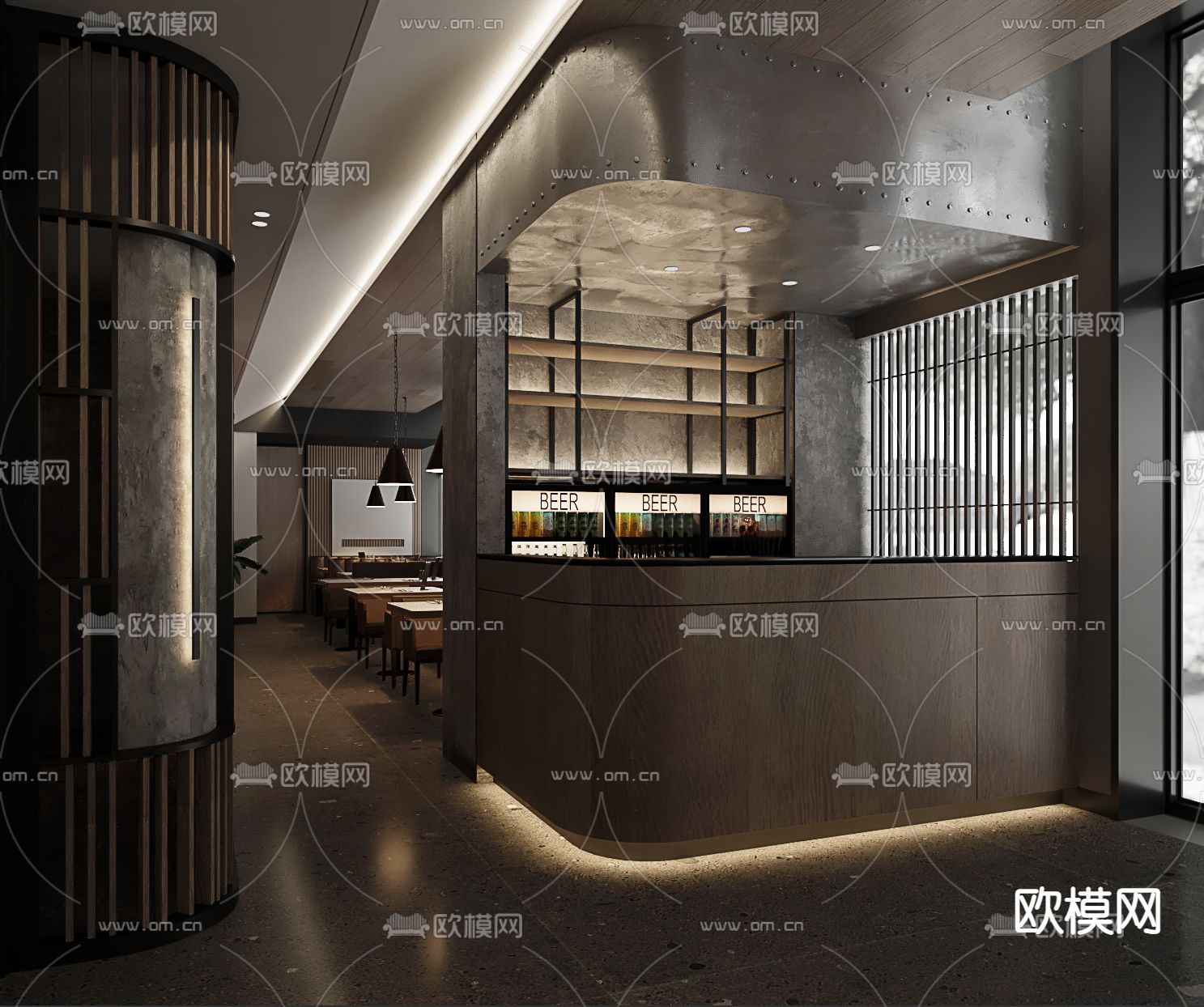 工业风海鲜西餐厅3d模型