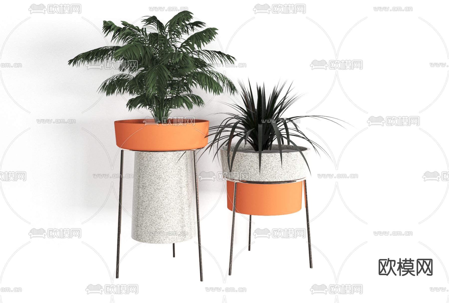 现代绿植盆栽免费3d模型下载