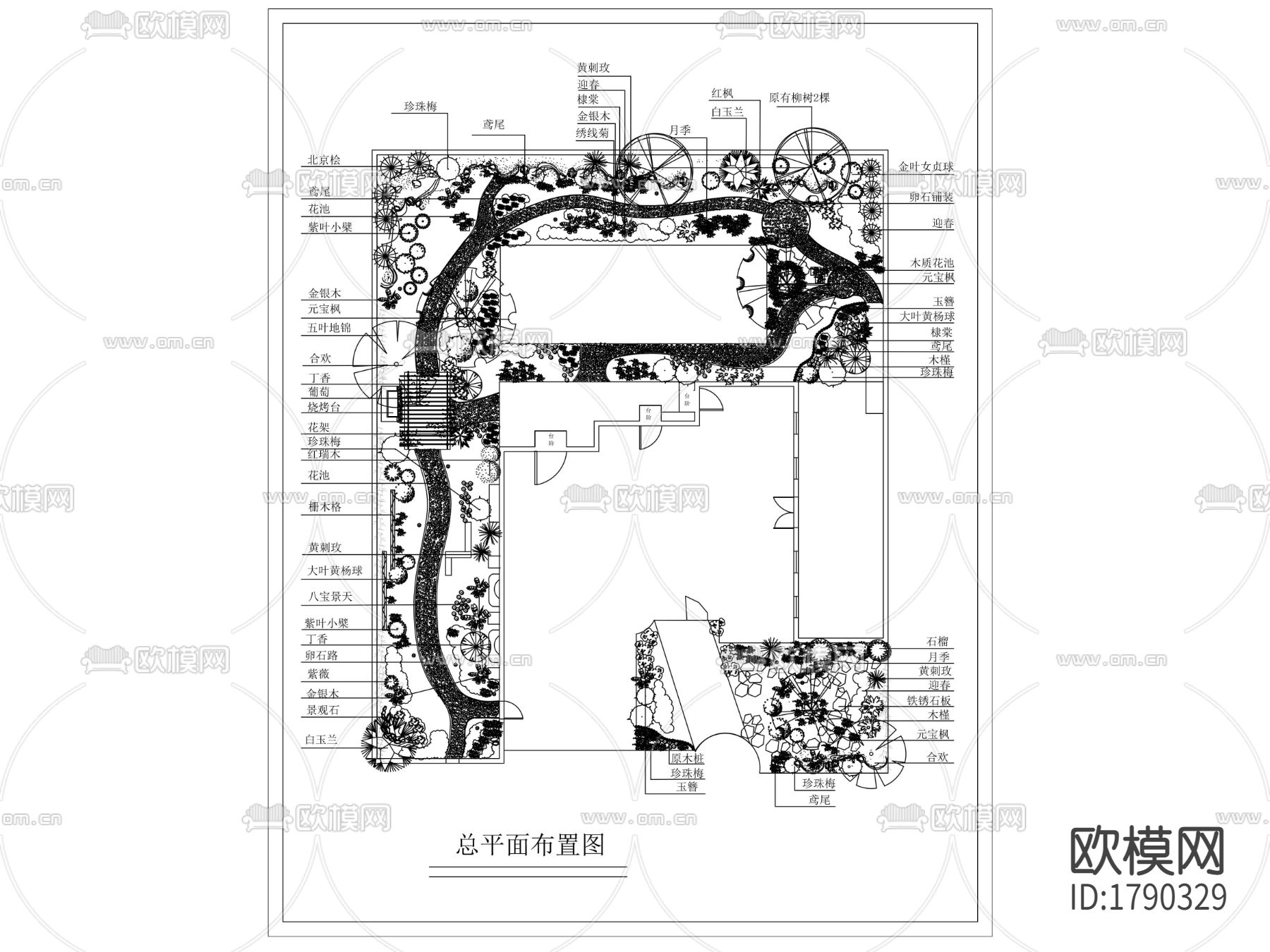 高级私家花园景观cad施工图下载