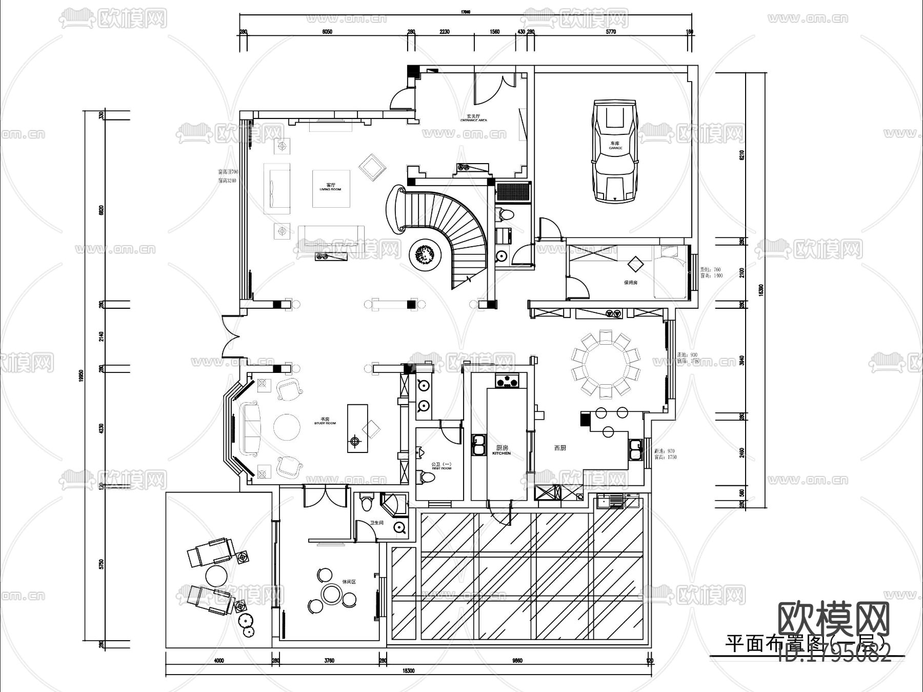 欧式家装cad施工图下载（渲染图7）