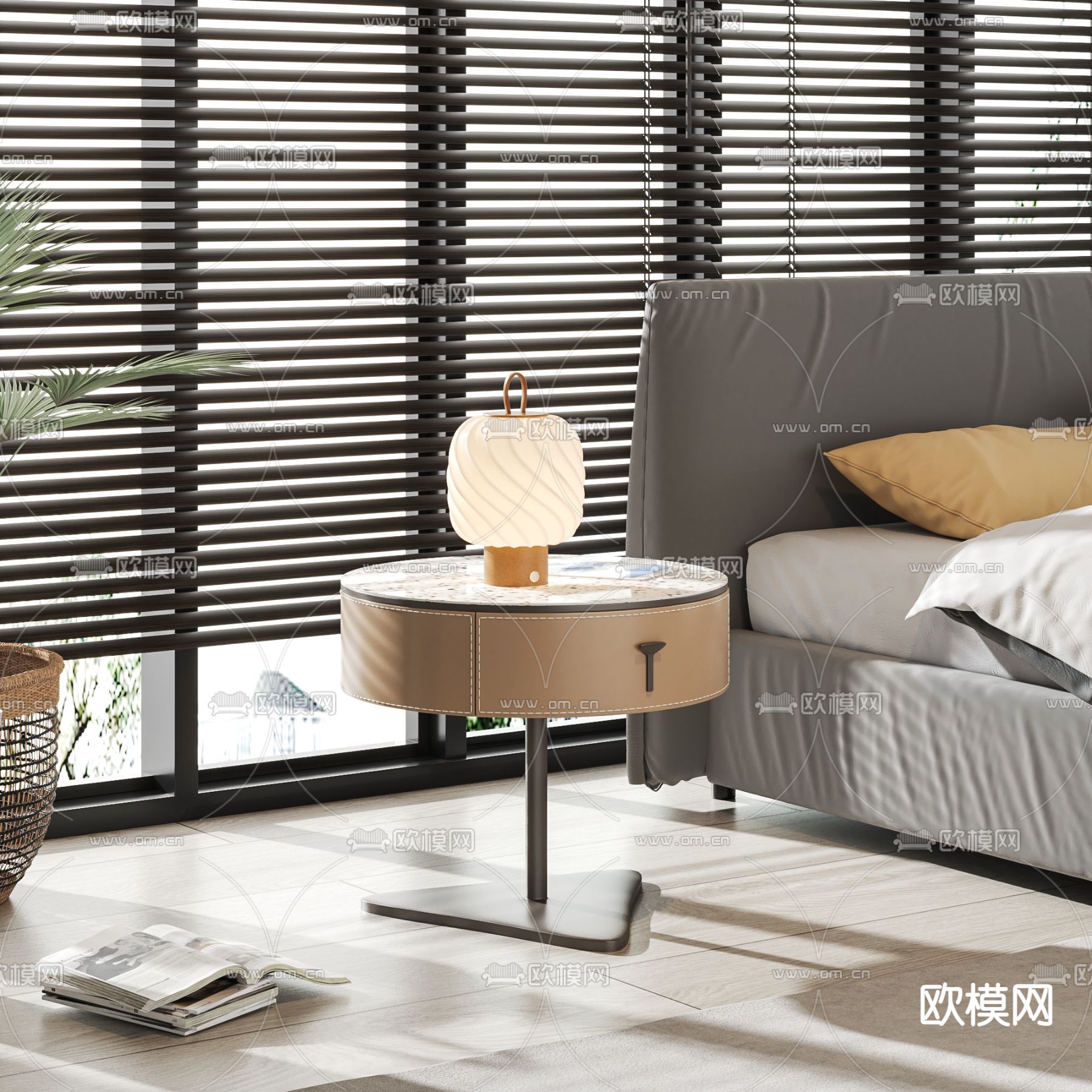 现代轻奢床头柜3d模型下载