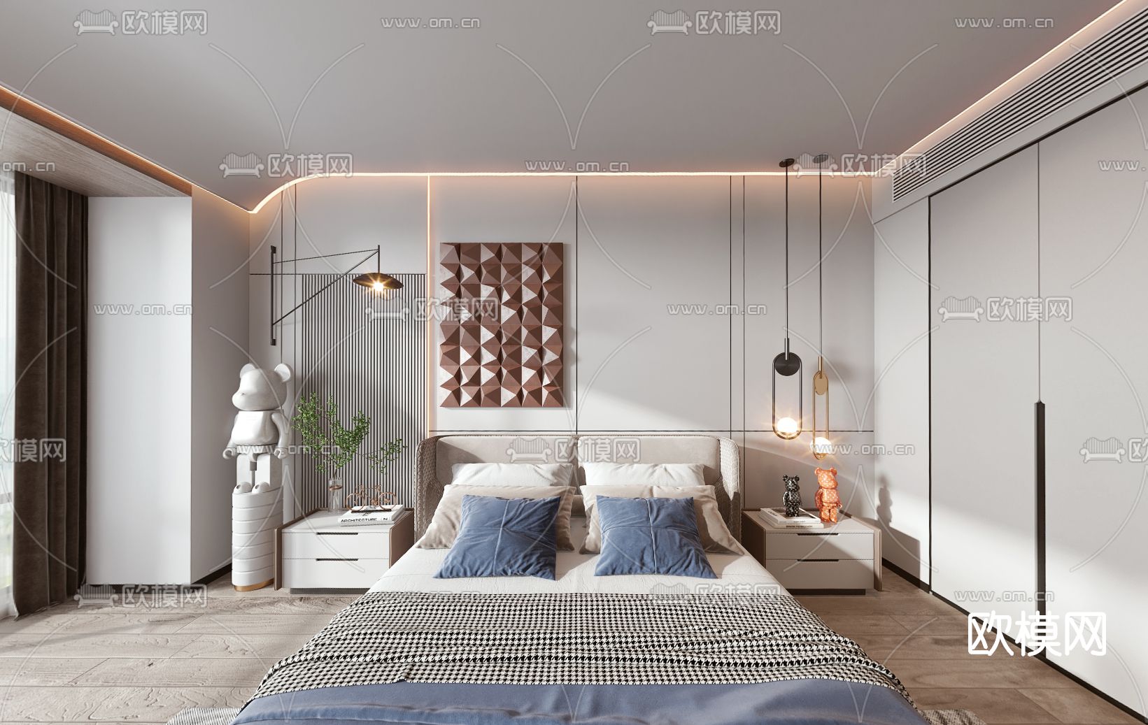 现代卧室主人房vr全景3d模型
