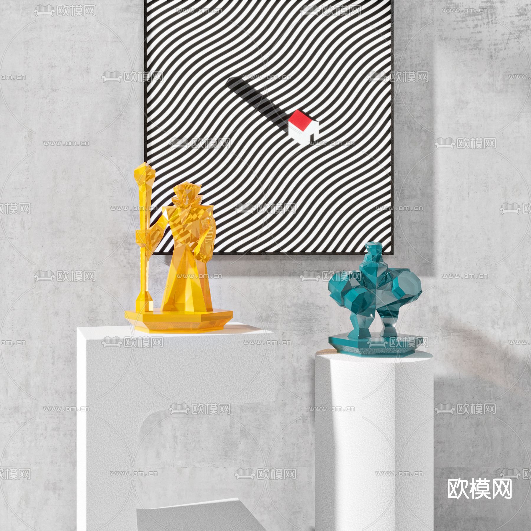 现代抽象雕塑3d模型