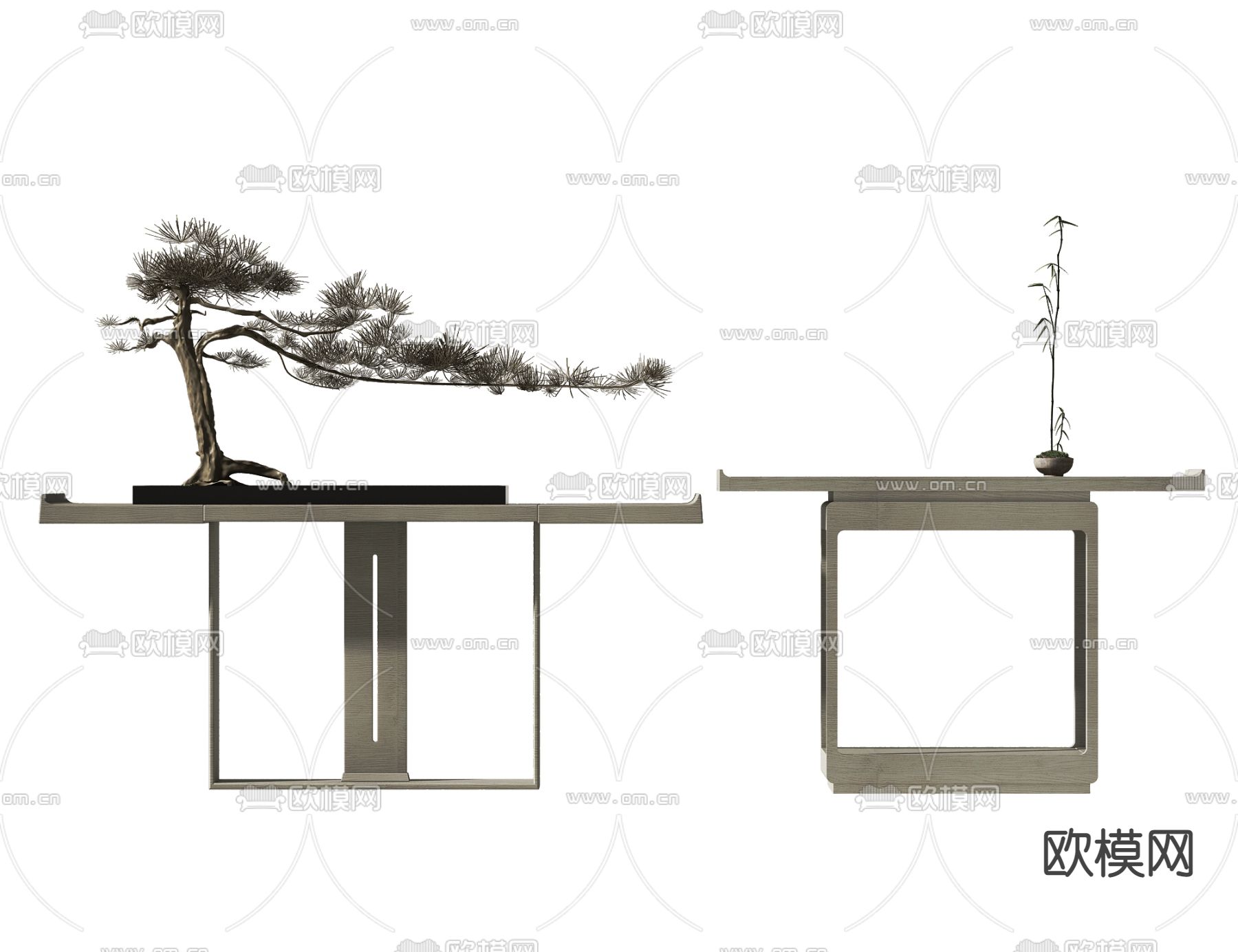 新中式玄关端景条案3d模型