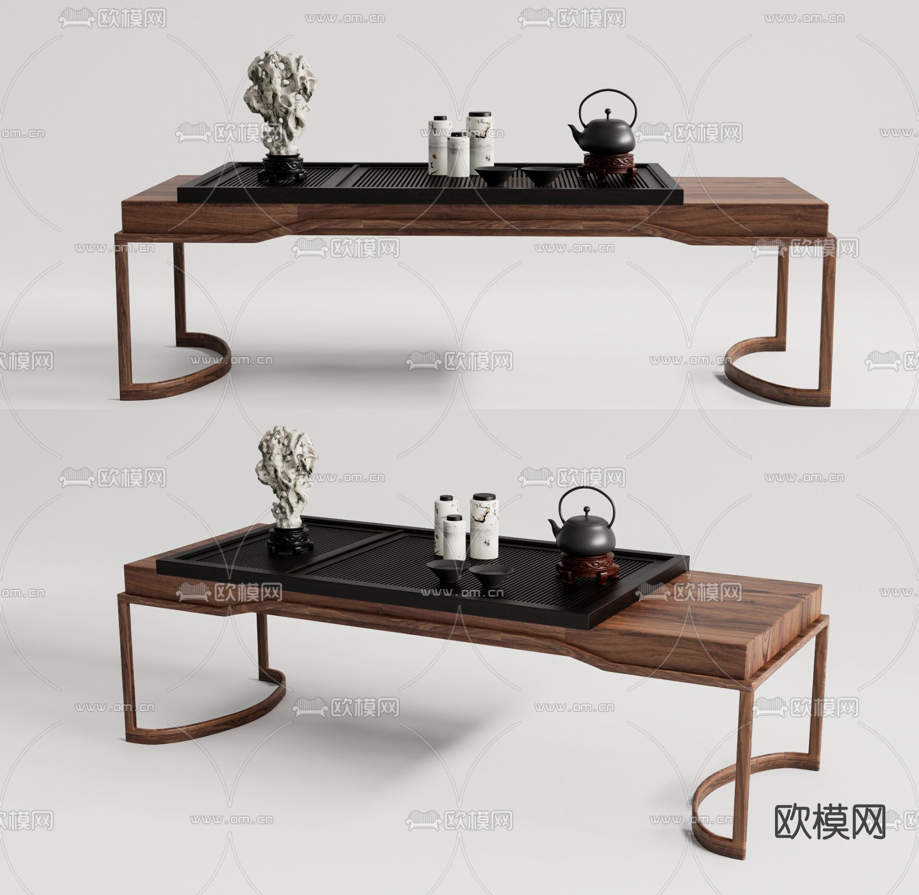 新中式实木茶几su模型下载（渲染图1）