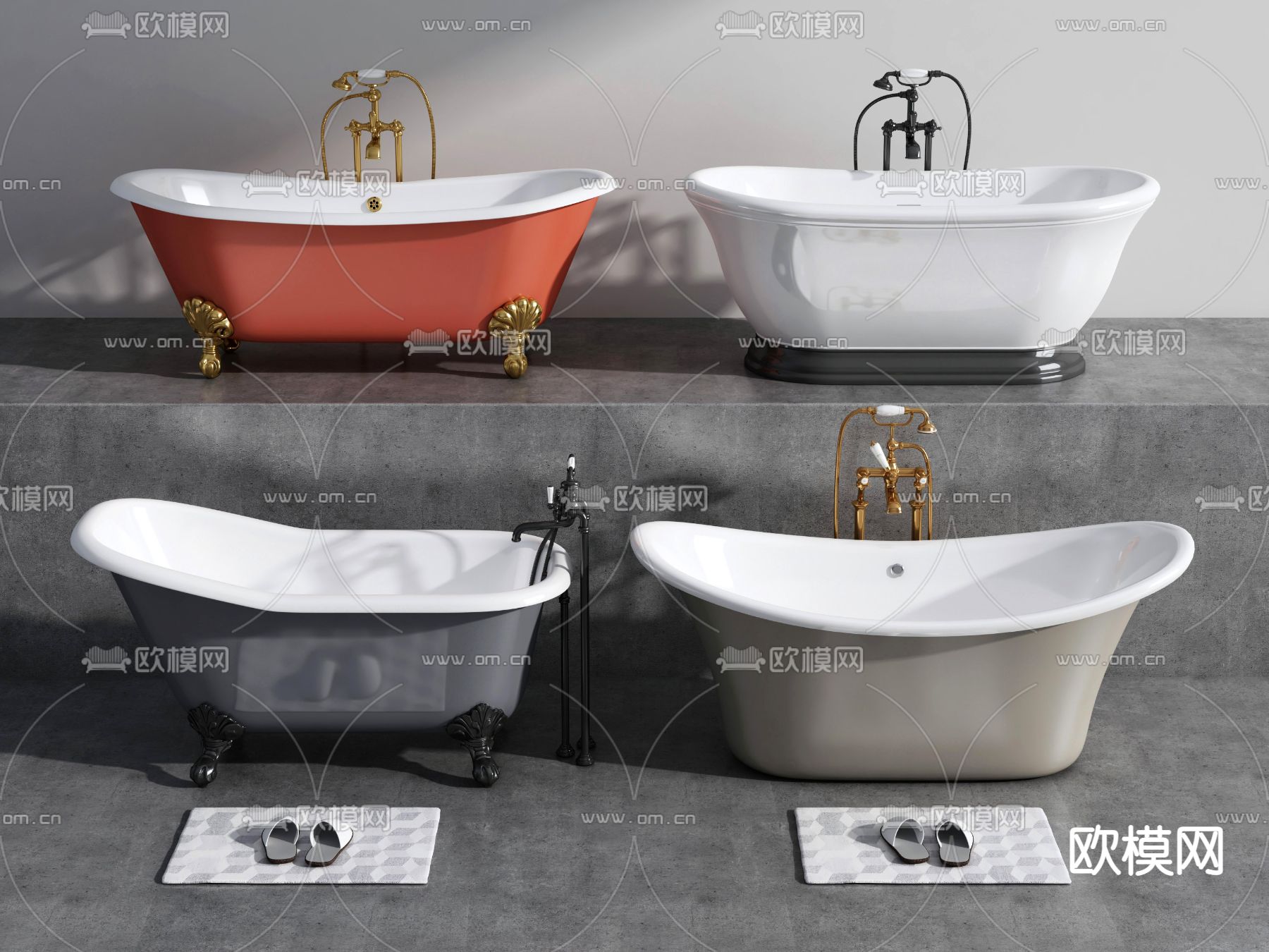 简欧轻奢浴缸3d模型下载