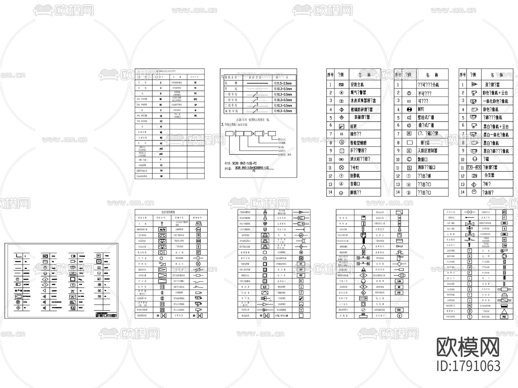 安防系统通用图形符号cad图库下载